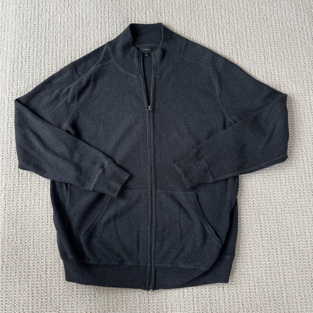 J Crew Cotton Cashmere Zippered Cardigan Sweater